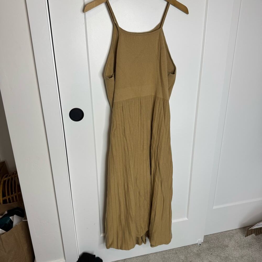 Banana Republic Knit Ribbed Midi Dress Tan Stretchy High Neck Size XL - Picture 4 of 6